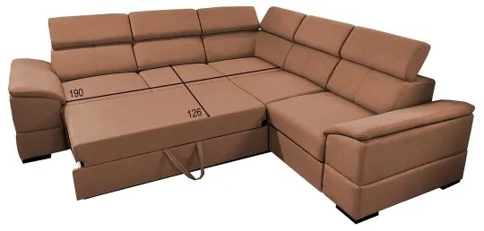 Univerzálna rohová rozkladacia sedacia súprava s úložným priestorom GRANADA hnedá