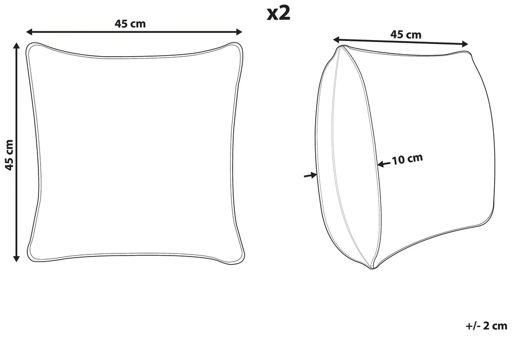 Sada 2 jutových vankúšov s geometrickým vzorom 45 x 45 cm viacfarebný PULICAT Beliani