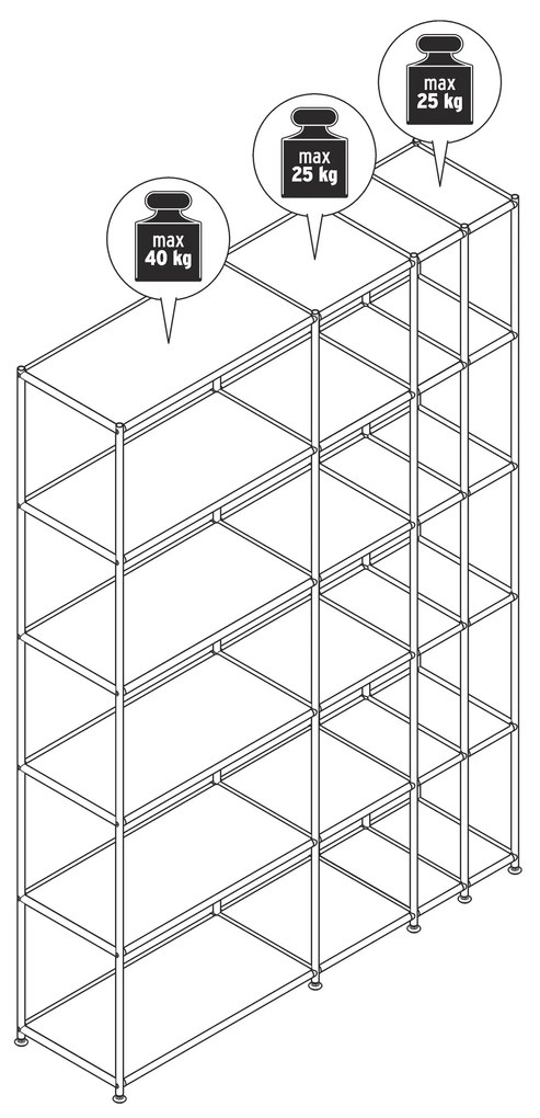 Otvorený kovový regál »CN3«, biely