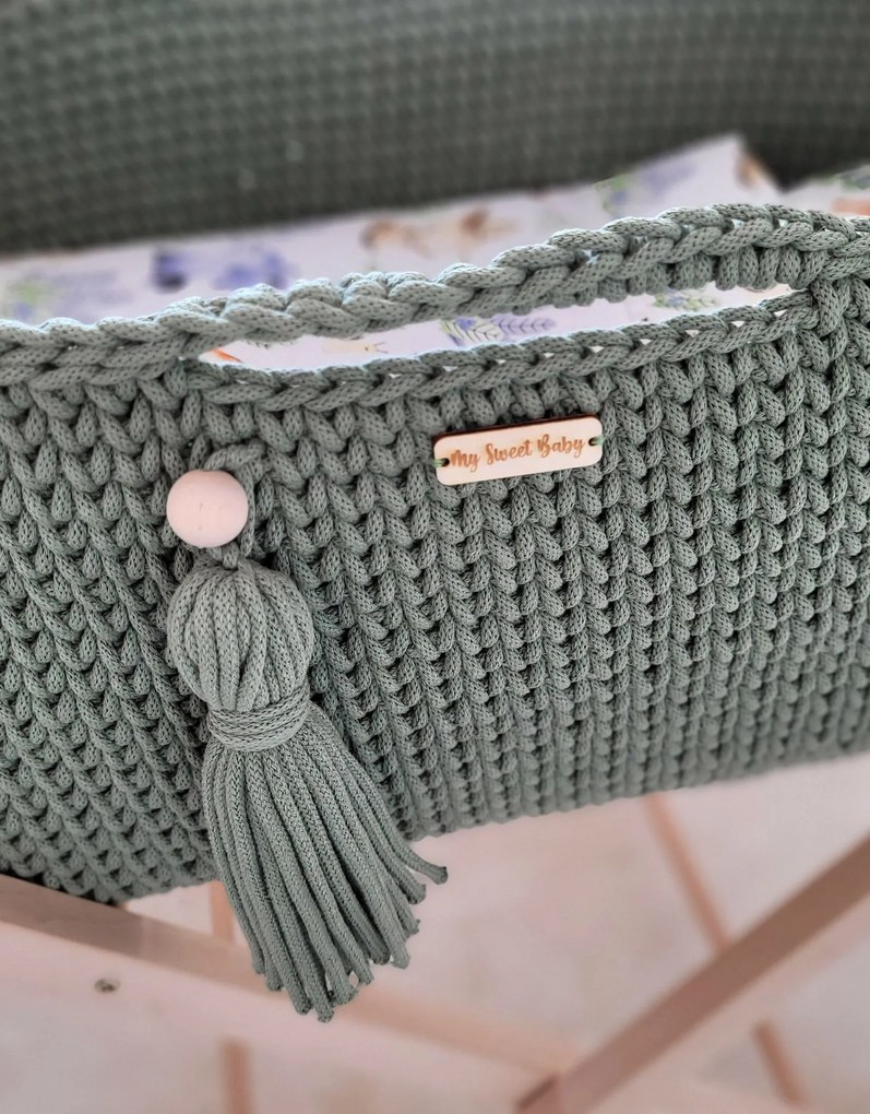 My Sweet Baby Mojžišov kôš BOHO Handmade - pistáciový