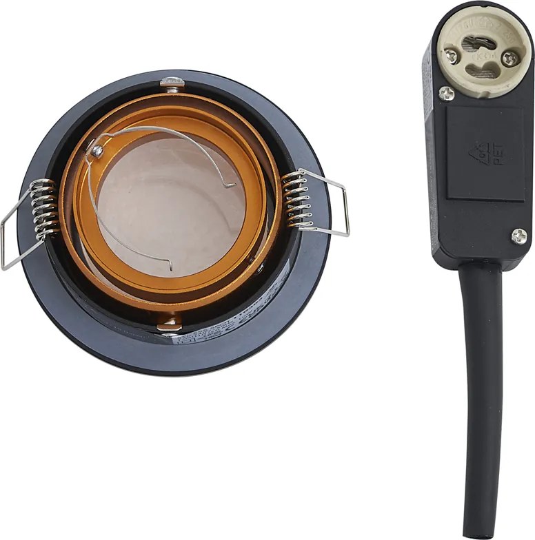 Sada 6 moderných zapustených bodových svetiel čierna so zlatou otočné a naklápacie IP44 - Chuck