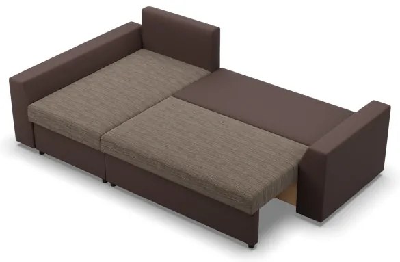 Rohová rozkladacia sedačka LUGO cappuccino / hnedá