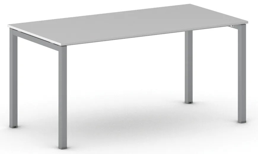 Rokovací kancelársky stôl PRIMO SQUARE, 160x80 cm, sivostrieborná podnož, sivá