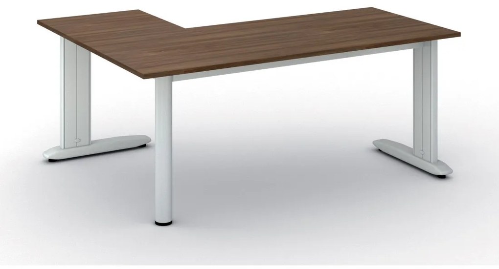 Rohový kancelársky písací stôl PRIMO FLEXIBLE, 180x140 cm, orech