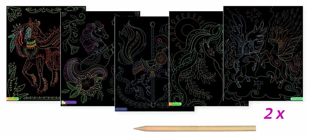 Artissimo - vyškrabávanie - Kone a jednorožce