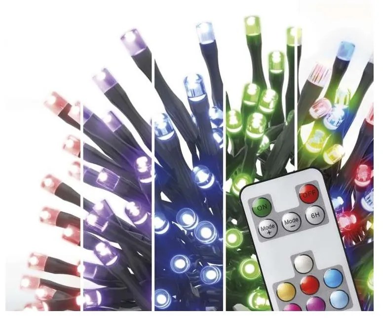 LED RGB Vianočná vonkajšia reťaz 160xLED/72 módov 19m IP44 + diaľkové ovládanie