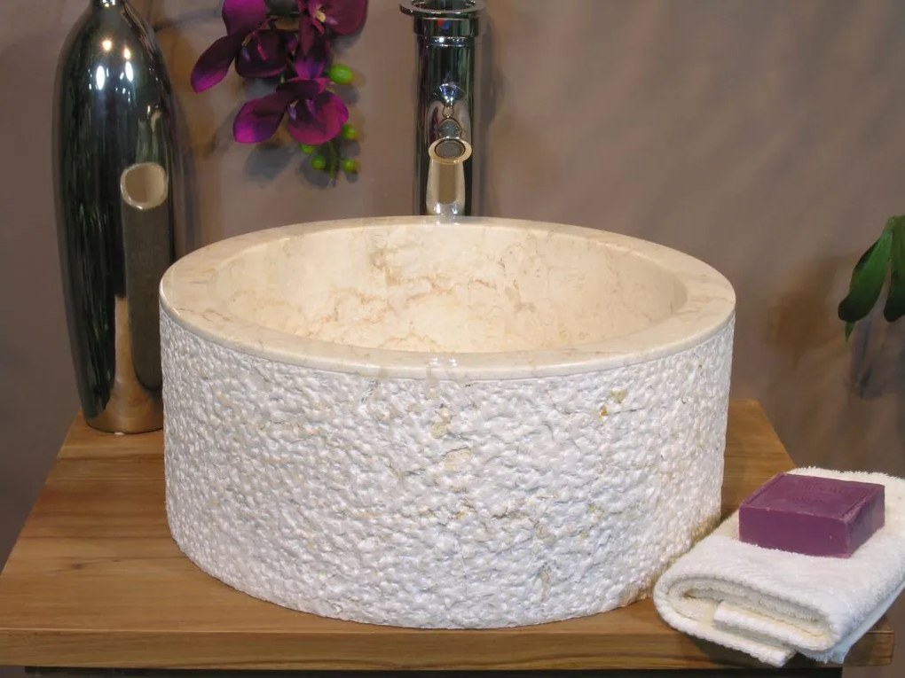 Indera Mieru 509 Ø40 cm Cream Umývadlo z prírodného kameňa