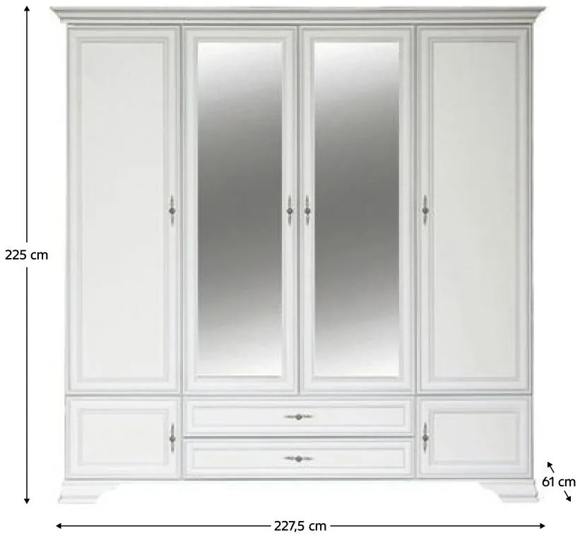 Šatníková skriňa Kuito SZF6D2S (alpská biela). Vlastná spoľahlivá doprava až k Vám domov. 1119568