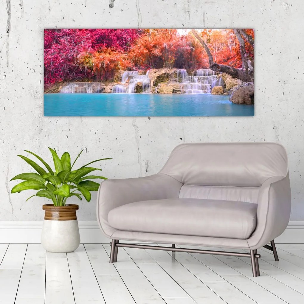 Obraz tyrkysovej lagúny, Laos, Tat Kuang Si (120x50 cm)