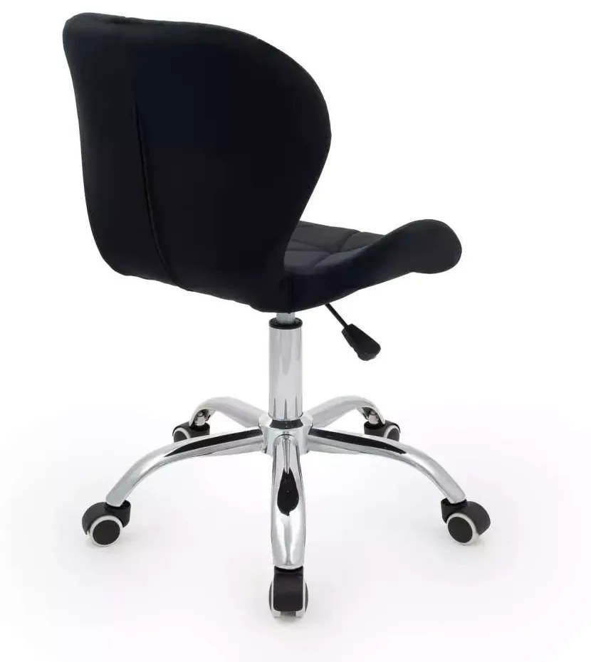 LuxuryForm DESIGN Stolička LIVIO VELUR na striebornej podstave s kolieskami - čierna