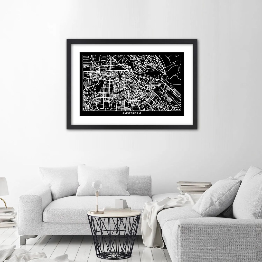 Gario Plagát Plán mesta Amsterdam Farba rámu: Bez rámu, Rozmery: 45 x 30 cm