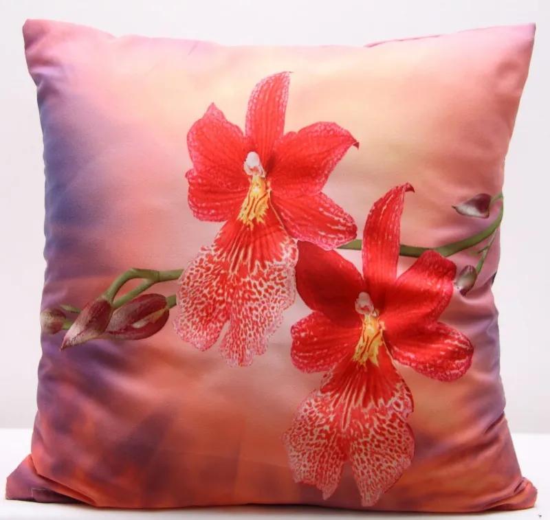 DomTextilu Obliečka na vankúše ružovo červenej farby s motívom kvetov 40x40 cm Ružová 3125-124128