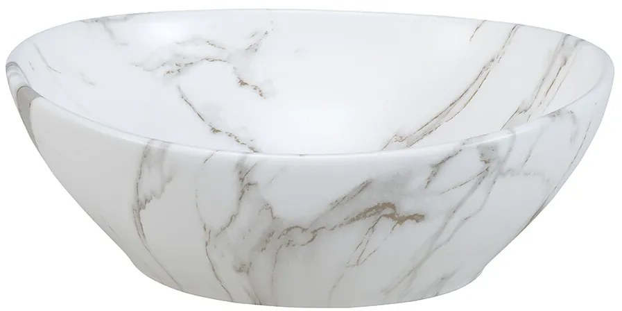 Súprava keramického umývadla na dosku a výpuste Pati biela/mramor