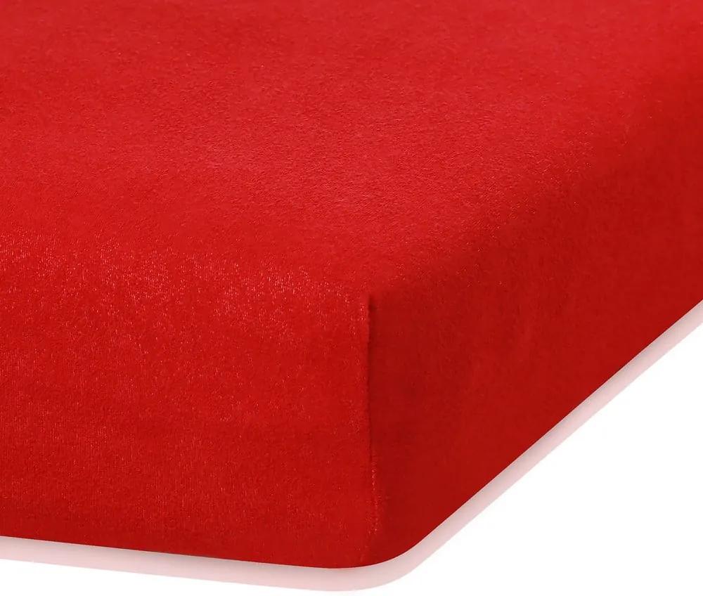 Červená elastická plachta s vysokým podielom bavlny AmeliaHome Ruby, 200 x 120-140 cm