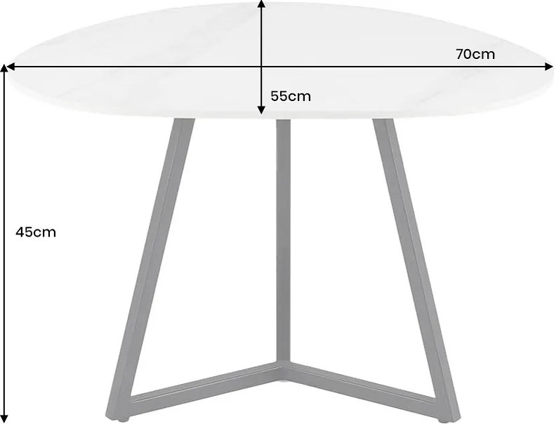 Keramický konferenčný stolík Paquita 70 cm biely