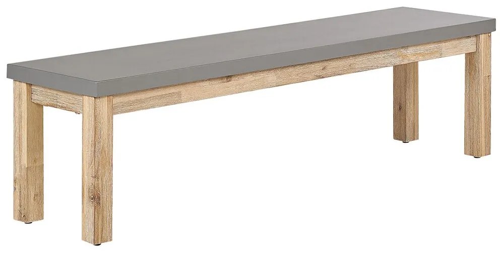 Záhradný nábytok sada betón / akáciové drevo sivá farba stola s 2 lavicami OSTUNI Beliani