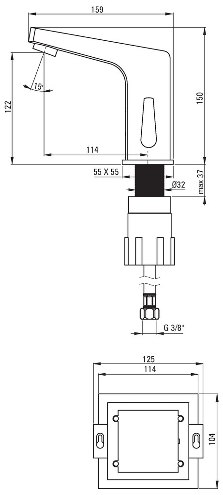Deante Deante, senzorová umývadlová batéria s reguláciou teploty v tele 230 / 6V, chromová, BCH_029V
