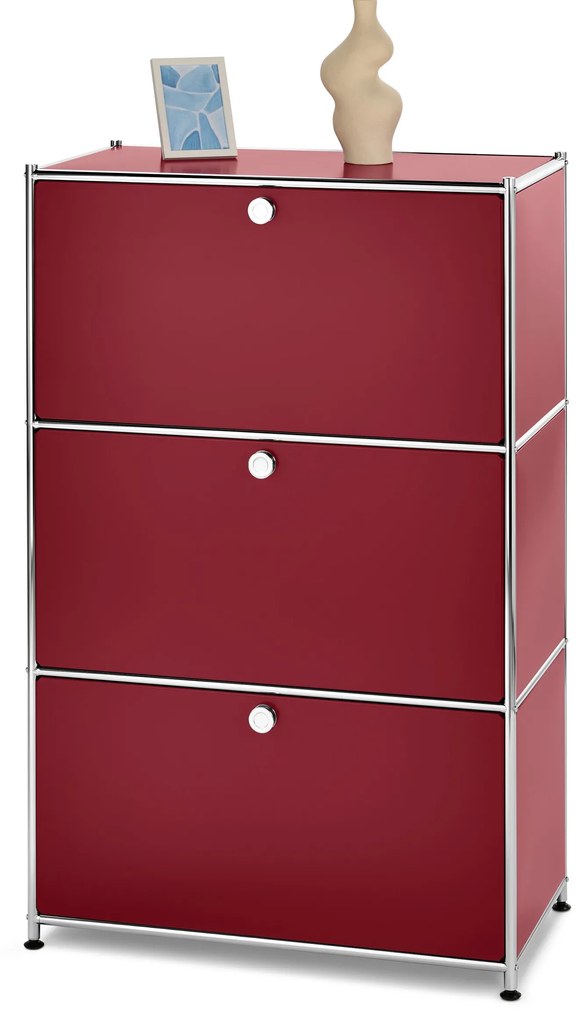 Komoda »CN3« s 3 výklopnými priečinkami, červená
