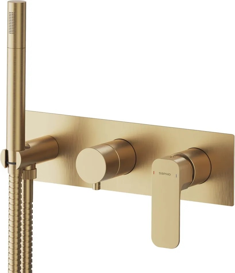 Podomietková sprchová batéria v zlatej farbe (2 výstupy) Spy – Sapho