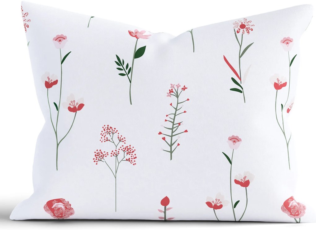 Bavlnená obliečka na vankúš Renforcé 70 × 90 cm - Vlčie maky bielé