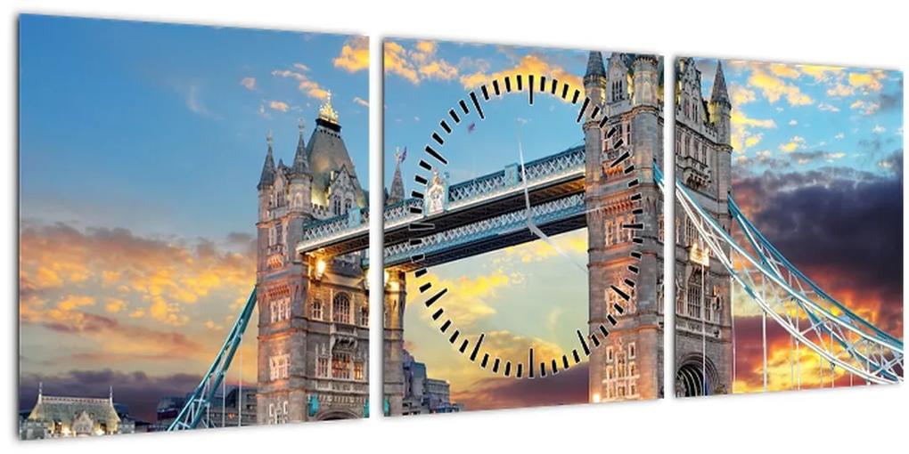 Obraz - Tower Bridge, Londýn, Anglicko (s hodinami) (90x30 cm)