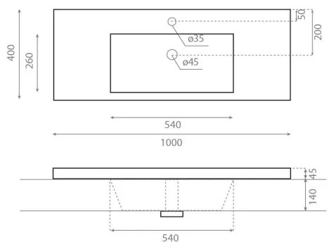 Bathco 0515 - Zapustené umývadlo COLLOTO 100x40 cm živica/biela