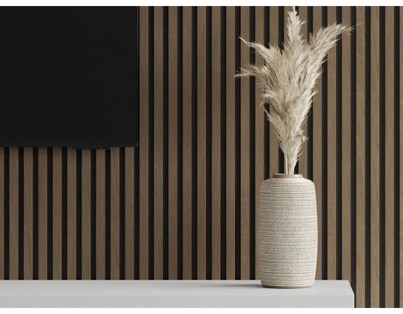 Mexen Lam-F, akustické stenové lamely 275 × 30 cm, plstený podklad 8 mm, technická dyha, orech espresso, S105-275307-3015-019