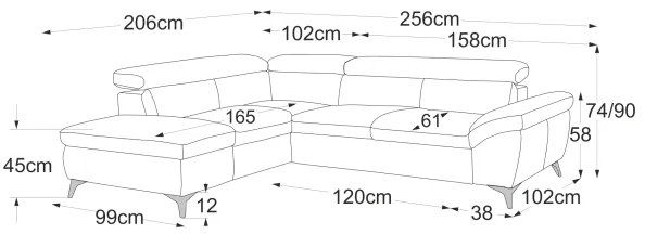 Rozkladacia rohová sedačka do L SALERNO ľavá žltá
