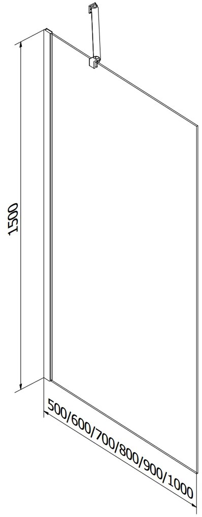 Mexen Next, vaňová zástena 1-krídlová 60 x 150 cm, fixné krídlo, 6 mm číre sklo s čiernym vzorom, biely profil, 895-060-000-00-70-20