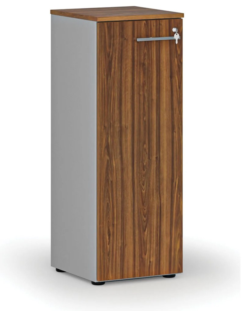 Nízka kancelárska skriňa s dverami PRIMO GRAY, 400 x 420 x 1087 mm, sivá/orech