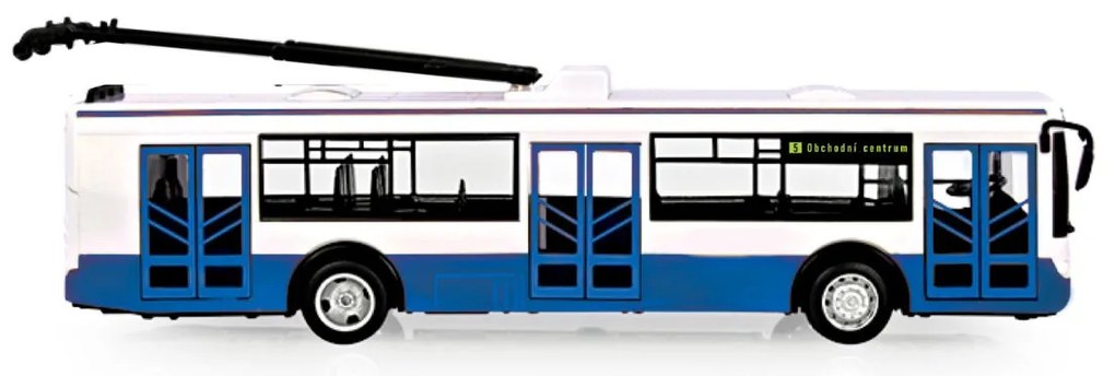 RAPPA Trolejbus ktorý hlási zastávky česky - 28 cm - modrý