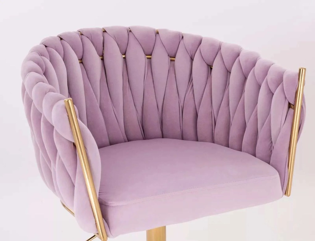LuxuryForm DESIGN Barová stolička NORDEN VELUR na zlatej hranatej podstave - levanduľa