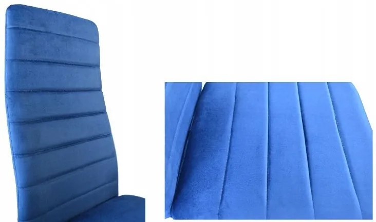 Sada 4 elegantných zamatových stoličiek v modrej farbe