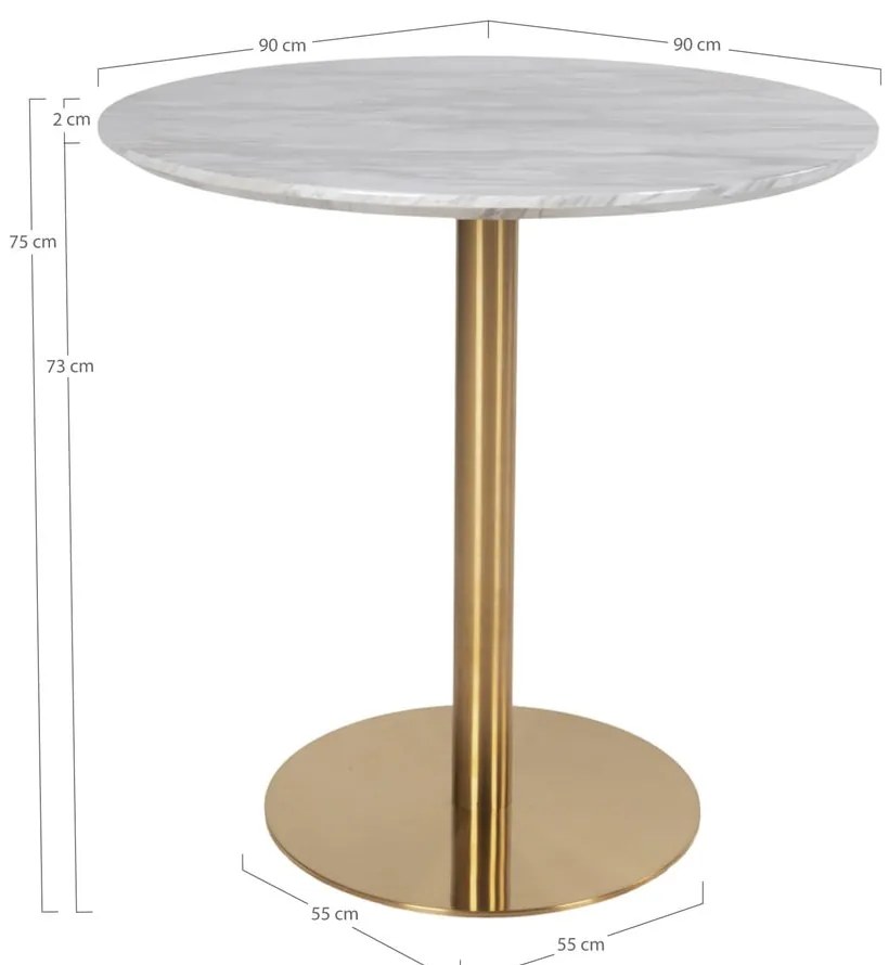 Okrúhly jedálenský stôl s doskou v dekore mramoru ø 90 cm Bolzano – House Nordic