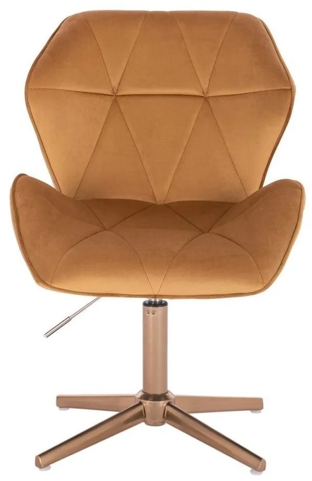 LuxuryForm DESIGN Stolička MILANO MAX VELUR na zlatom kríži - hnedá