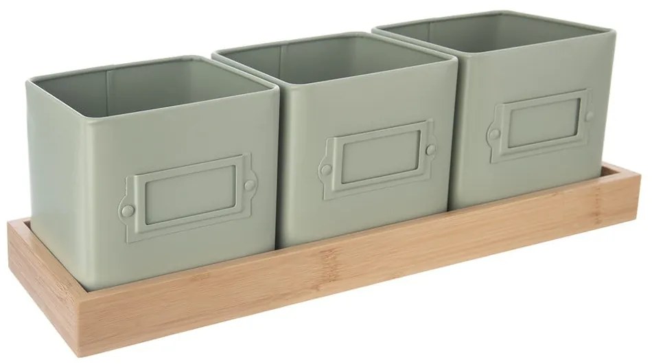 Kovové kvetináče na bylinky v súprave 3 ks Greenish – Orion