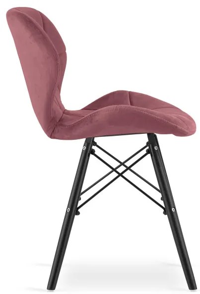 Set troch jedálenských stoličiek LAGO zamatové, tmavoružové / čierne (3 ks)