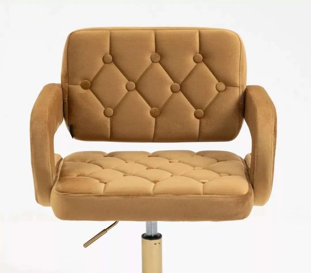 LuxuryForm DESIGN Stolička ADRIA VELUR na zlatom kríži - medová