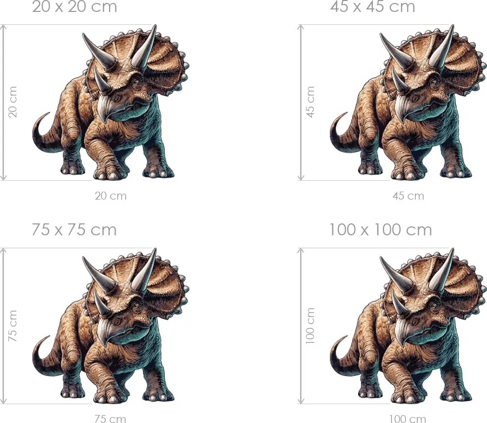 Triceratops textilní prelepiteľná nálepka na stenu hárok 45 x 45 cm