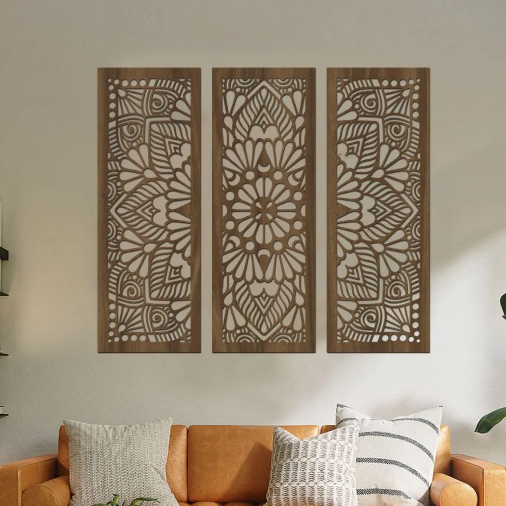 drevo zivota Drevená 3dielna mandala QUADRO Farebný vzor: Čerešňa, Veľkosť viacdielov: 72x60