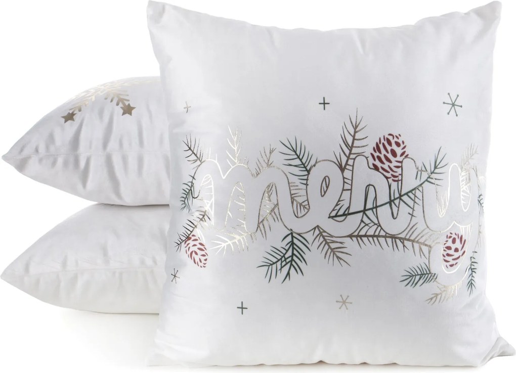 VIANOČNÁ DEKORAČNÁ OBLIEČKA NA VANKÚŠ MERRY1 45X45 CM VZOROVANÁ