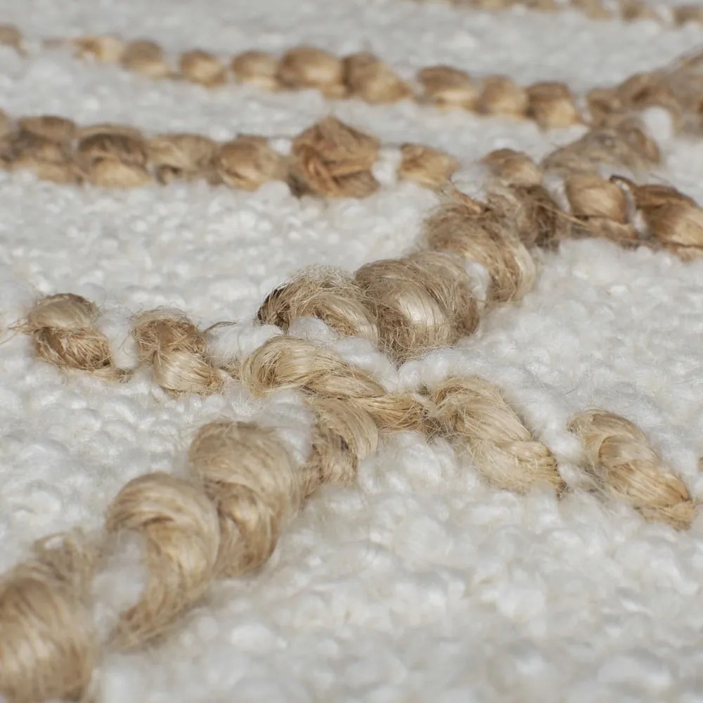 Krémový ručne tkaný koberec s prímesou vlny 160x230 cm Astera Linear – Flair Rugs