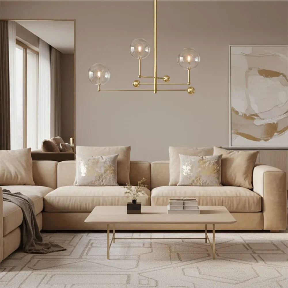 Toolight Toolight, Závesná lampa sklenené gule 3 ks APP918-3CP, zlatá, OSW-03230