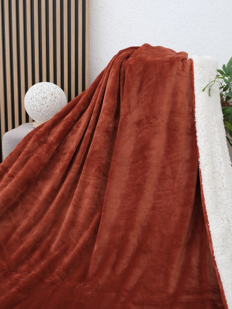 Baránková deka mikroplyš Exclusive 150 × 200 cm – Laura terakota