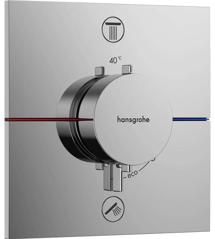 HANSGROHE ShowerSelect Comfort E termostat pod omietku pre 2 spotrebiče, so zabudovanou bezpečnostnou kombináciou podľa EN1717, chróm, 15578000