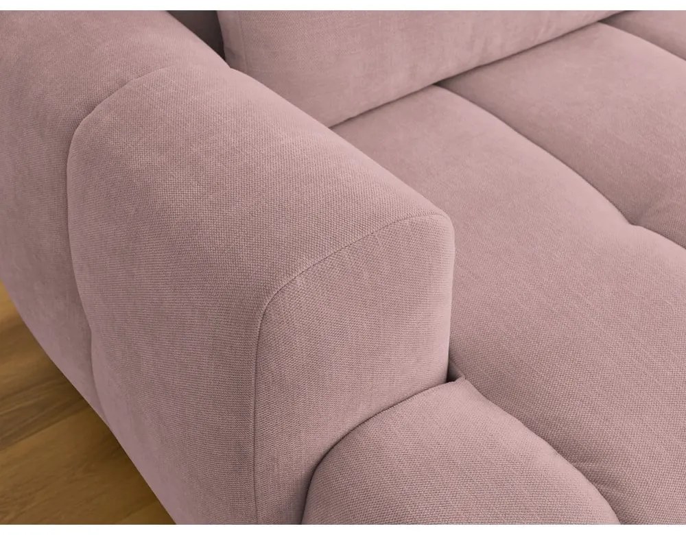 Ružová rozkladacia/s úložným priestorom rohová pohovka (pravý roh/s leňoškou) Fuji – Bobochic Paris