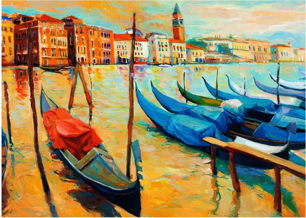 Sklenený obraz - Prístav v Benátkach (70x50 cm)