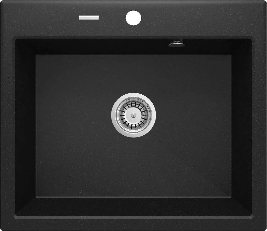 Deante Andante, granitový drez 600x520x210 mm + priestorovo úsporný sifón, 1-komorový, grafitová metalíza, ZQN_G103