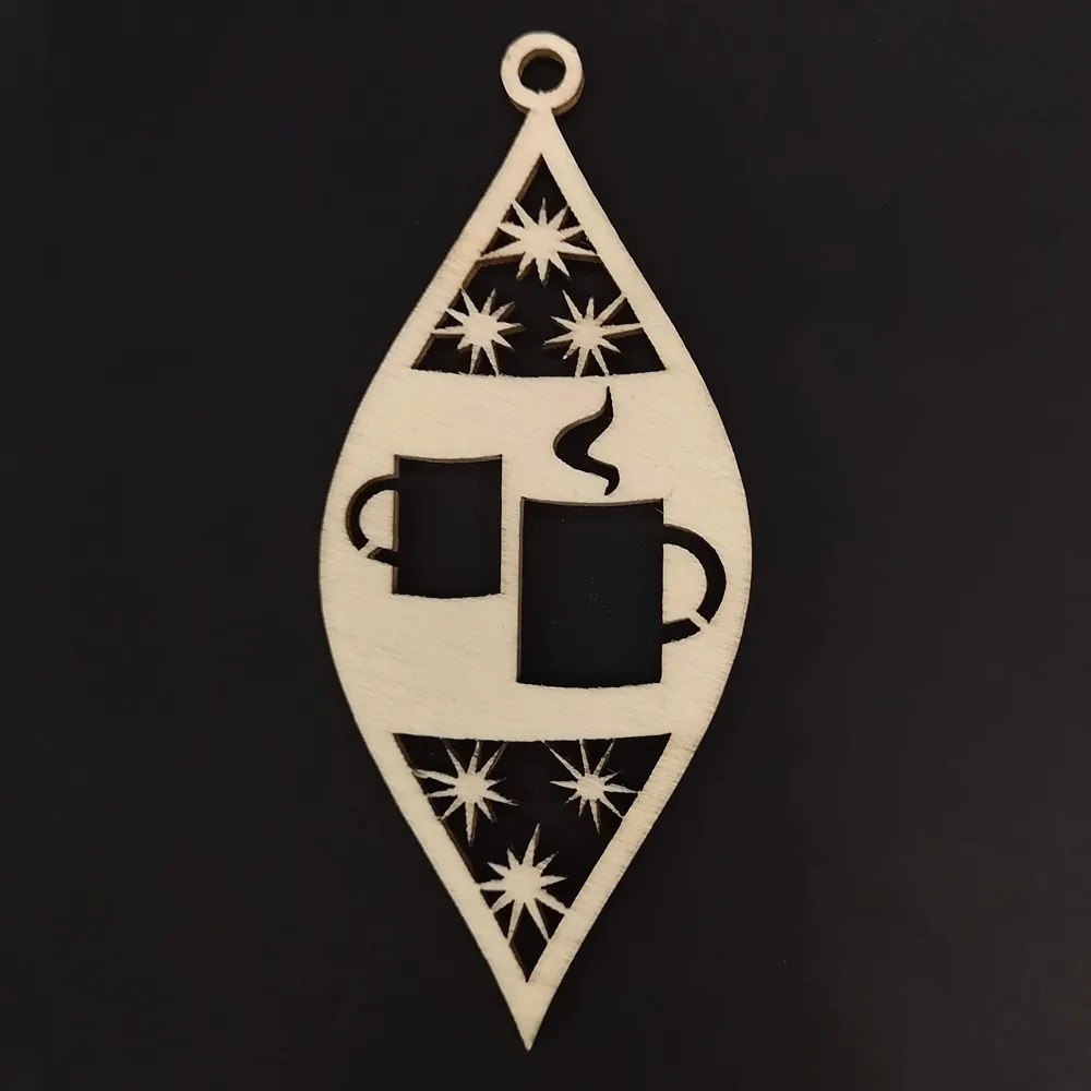 AMADEA Drevená ozdoba s hrnčekmi 10 cm