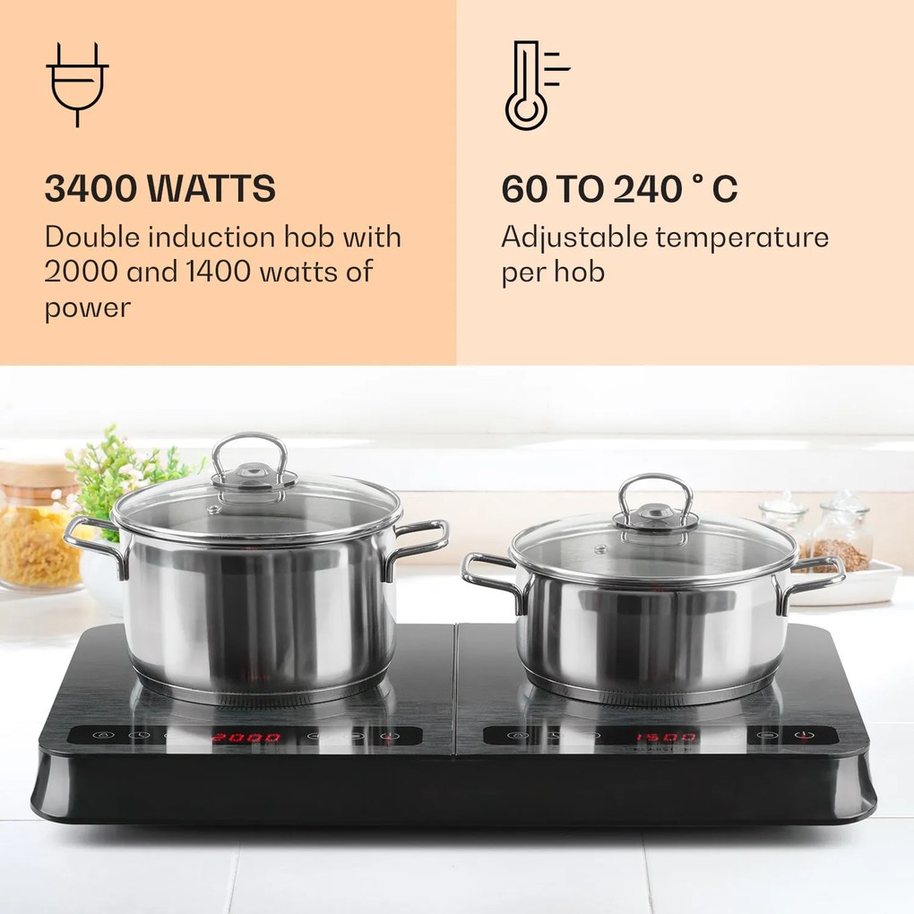 Klarstein InnoChef, indukčná varná doska, 3400 W, dotykové ovládanie, sklokeramika